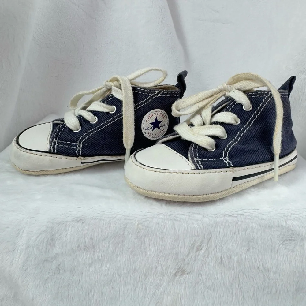 Converse All Star Chuck Taylors High Top Baby Sneakers Crib Shoes Navy Blue